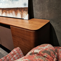 Catalpa base lacquered in walnut color sideboard