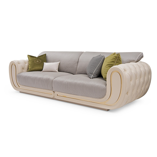 Luxury White Genuine Leather Living Room Furniture Modern Sofa Set