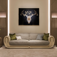 Luxury White Genuine Leather Living Room Furniture Modern Sofa Set