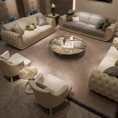 Luxury white wood veneer living room furniture modern sofa