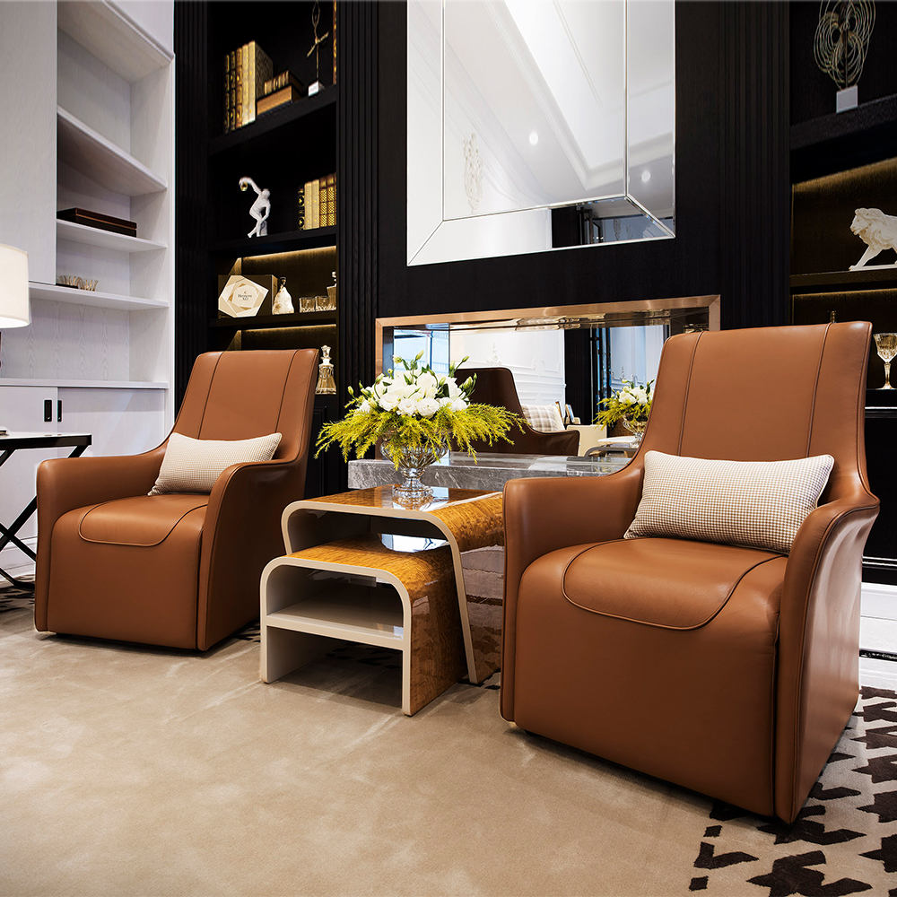Modern design combination coffee table natural veneer luxury furniture side table
