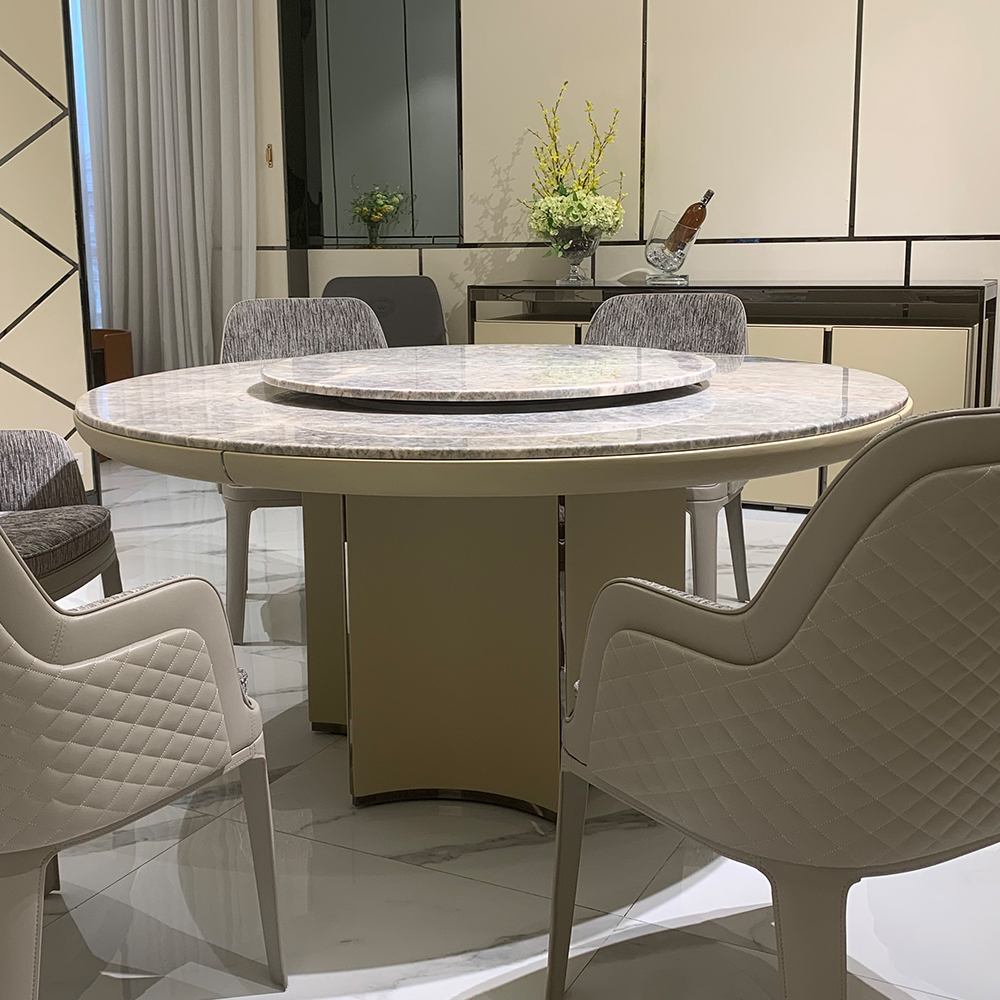 Modern marble luxury round dining table with swivel table
