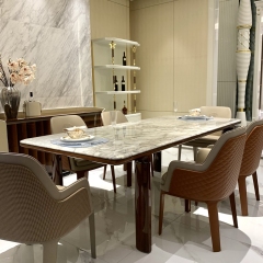 Simple Dining Room Furniture Metal Base Marble Rectangular Dining Table