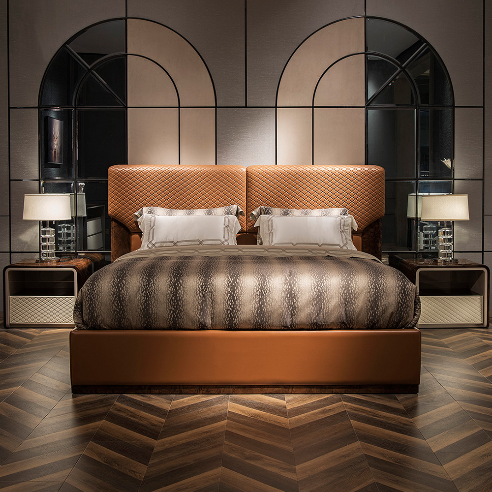 Upholstered Kingsize Modern Leather Bed