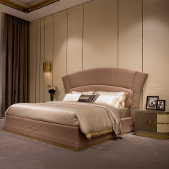 Bedroom high quality luxury bed fabric leather modern bedroom bed