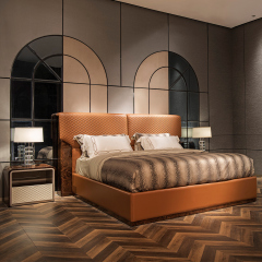 Upholstered Kingsize Modern Leather Bed