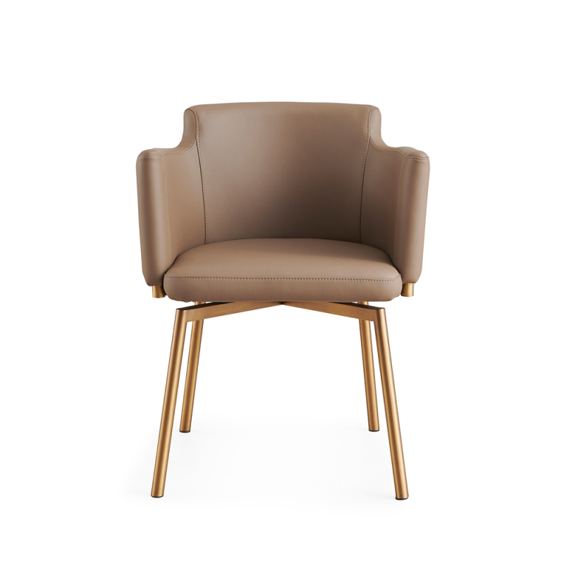 Modern Armrest Leather Stainless steel frame Upholstered Dining Room Chair
