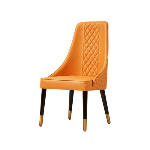 Modern Napa Leather High Back Solid Wood Leg Dining Chair