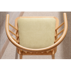 Chinese Supplier Green Seating Upholstered Armchair Dining Chair Wood Fabric