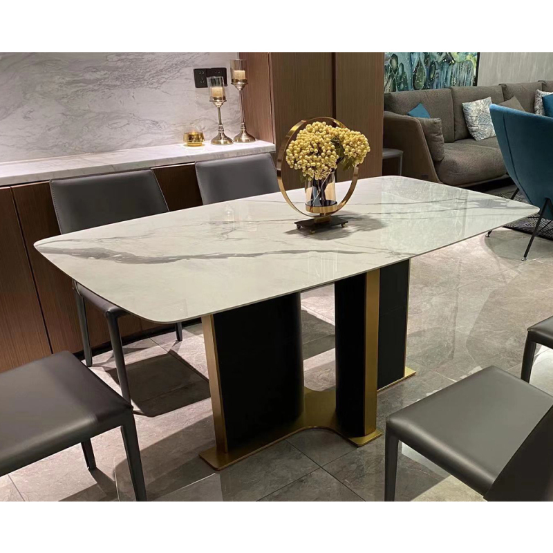 Modern Style Set Home Furniture Rectangle Marble Factory Dining Table