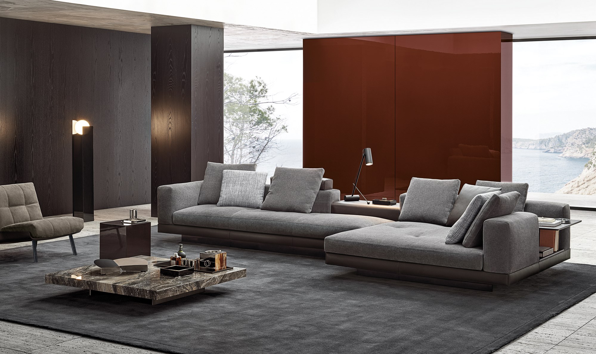 Italian minimalist living room home design luxury fabric high-end sofa