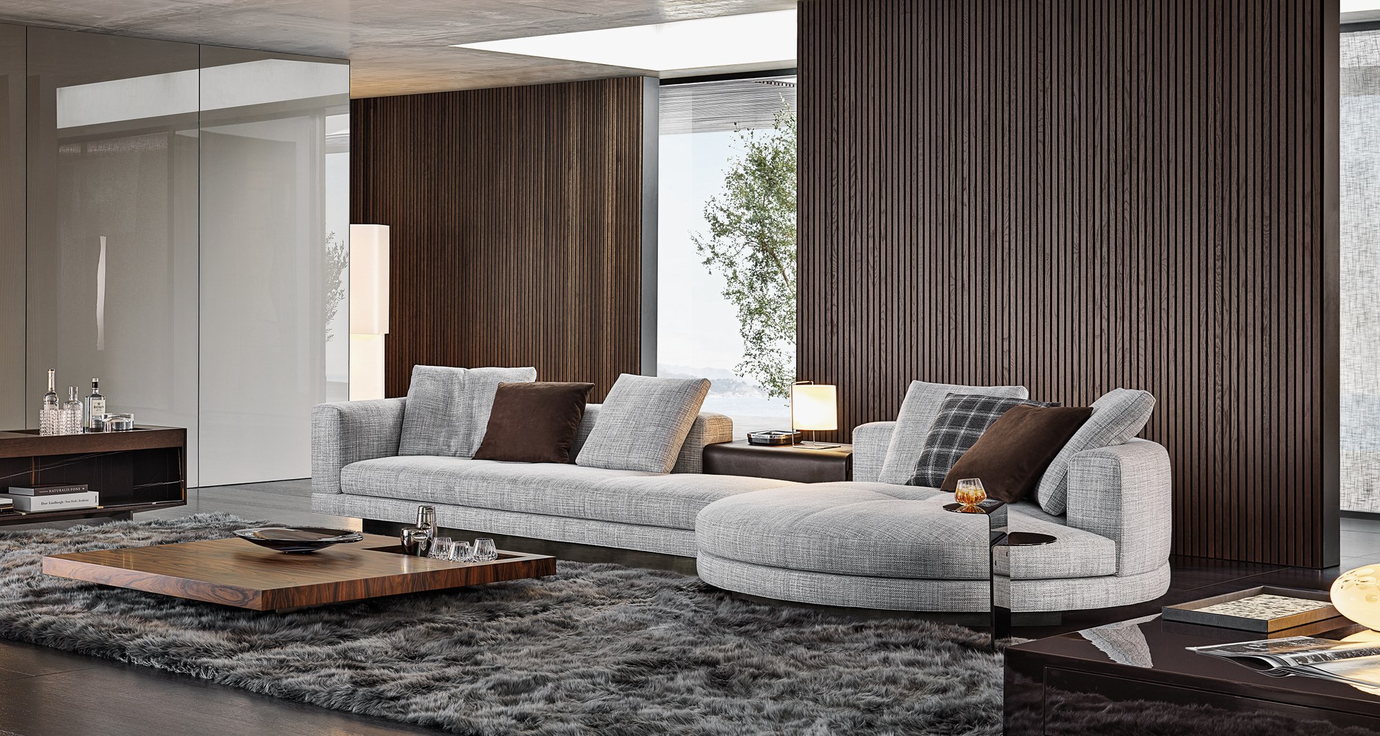 Italian minimalist living room home design luxury fabric high-end sofa