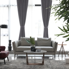 Bộ ghế sofa phòng khách hình chữ L bọc da hiện đại