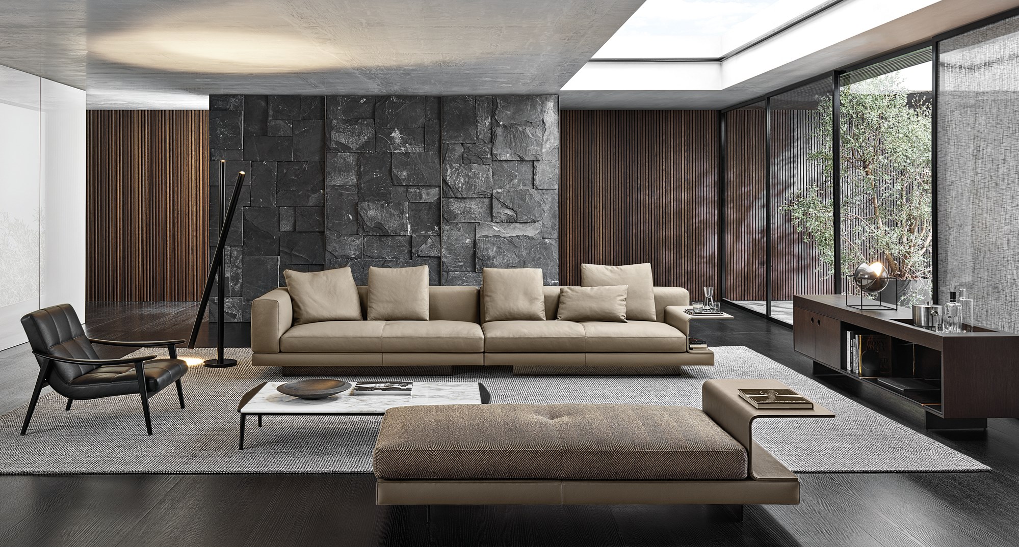 Italian minimalist living room home design luxury fabric high-end sofa