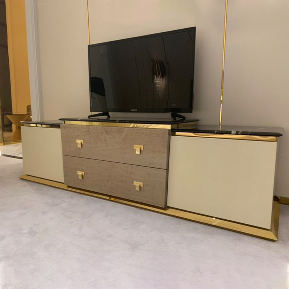 Living room marble panel TV cabinet