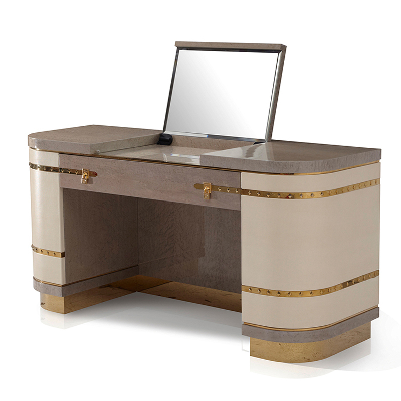 Metal Base Luxury Design Leather Dressing Table
