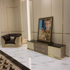 Living room marble panel TV cabinet