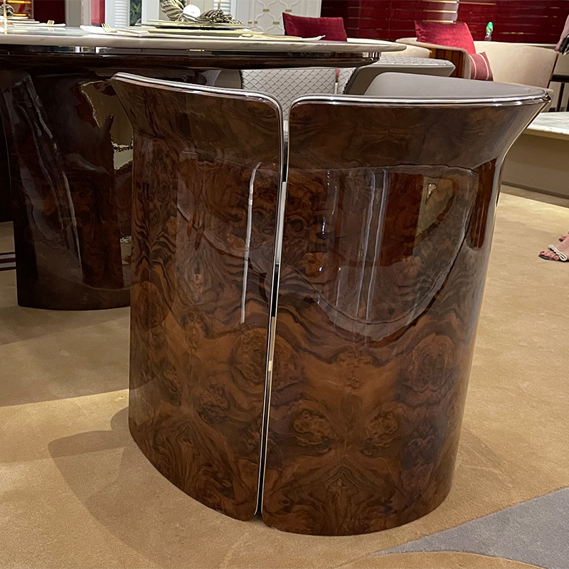 Modern Marble Dining Table with Wooden Base