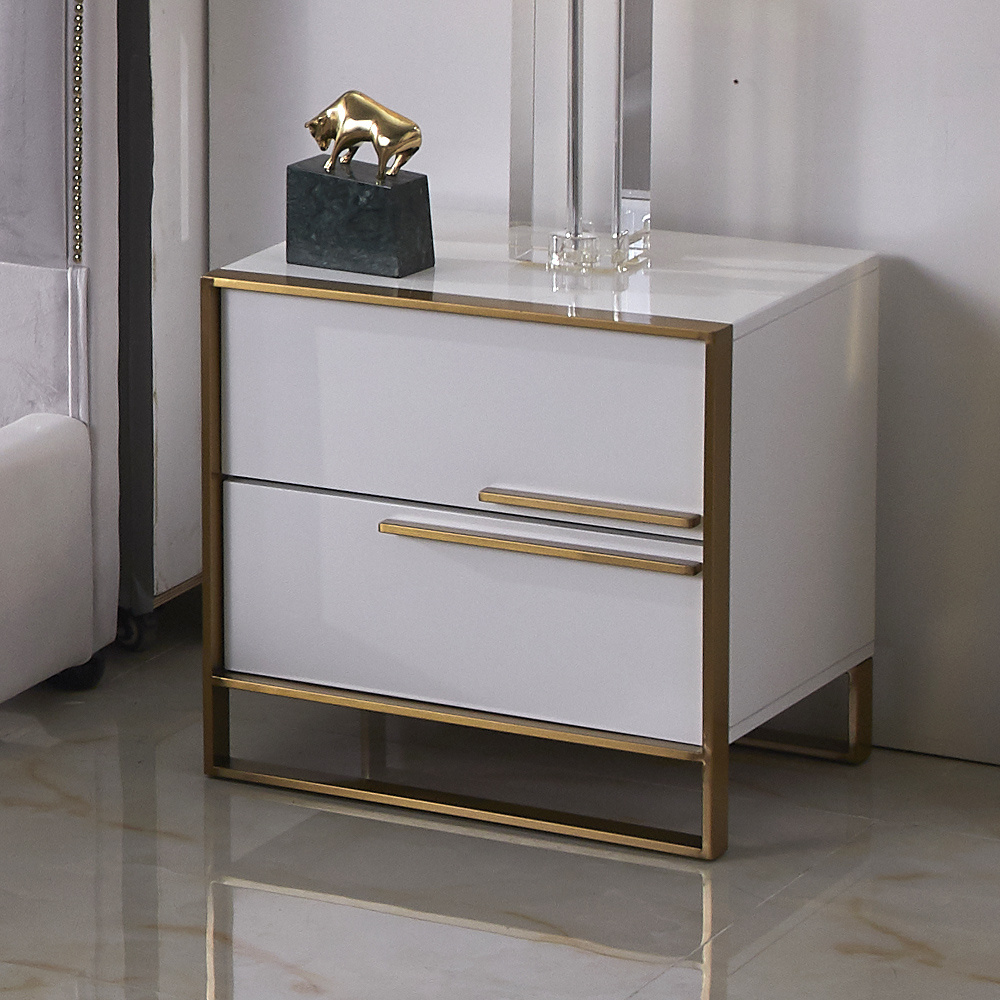 Modern Design Metal Bedroom Nightstand - Contemporary Bedroom Accent