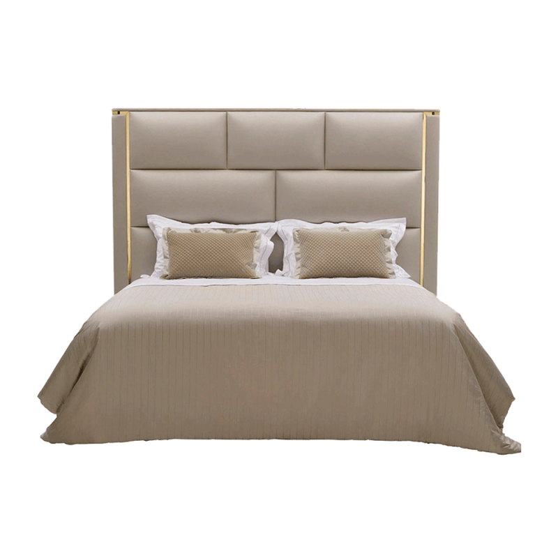 Modern High Backboard Leather Bed