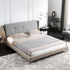 Italian Fabric Leather Modern Design King Size Bed