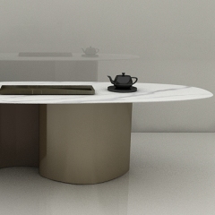 Modern Oval Marble Countertop Coffee Table Set