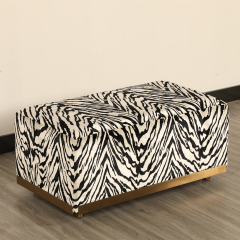 Living room furniture stainless steel footstool modern fabric round footstool