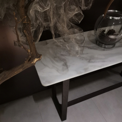 Modern hallway console table wood and marble console table