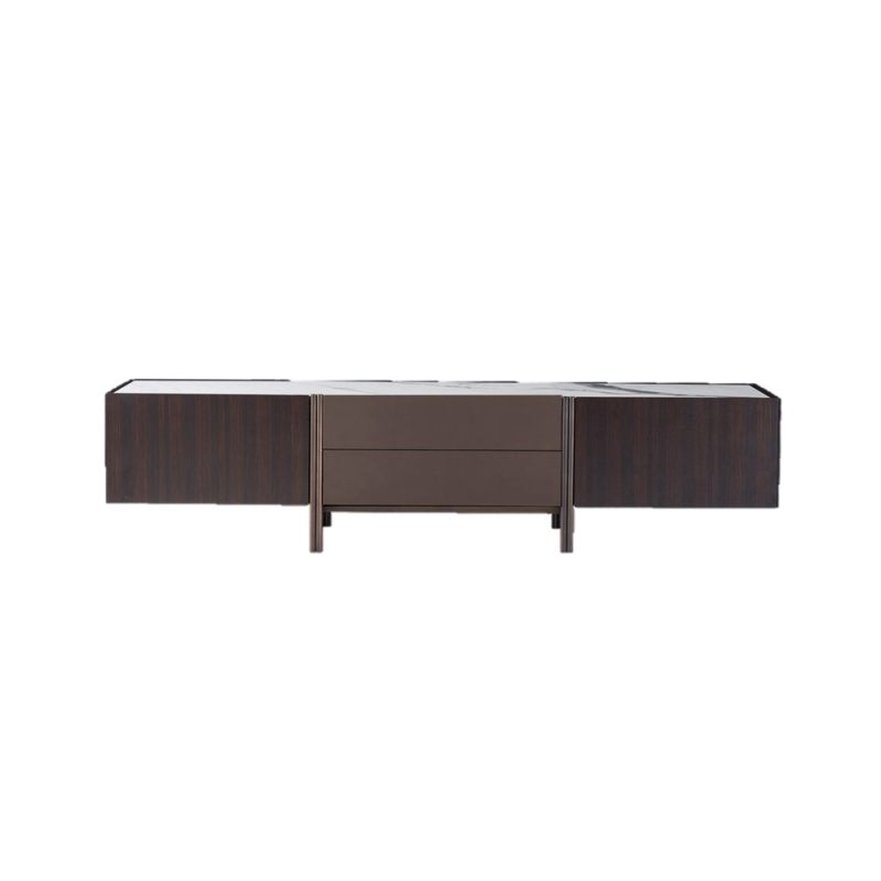 Italian style design cabinet living room floor to ceiling walnut TV stand