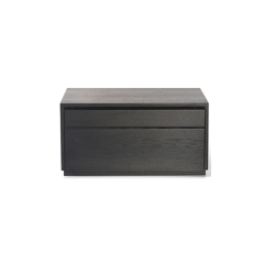 Black Lacquered Veneer Storage Cabinet Bedside Table - Functional Bedroom Accent