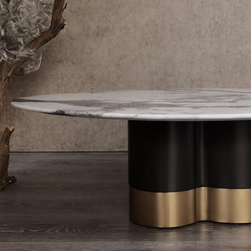 Modern Shaped Marble Countertop Coffee Table Set