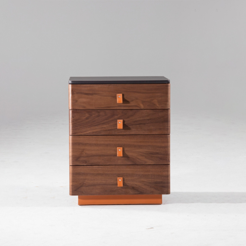 Walnut 4 Drawers Simple Nordic Style Drawer Chest