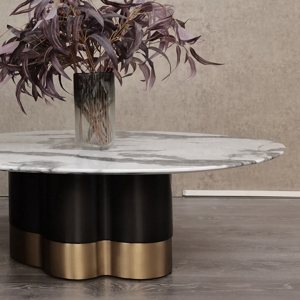 Modern Shaped Marble Countertop Coffee Table Set