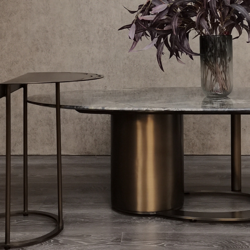 Modern Luxury Marble Top Oval Coffee Table Set