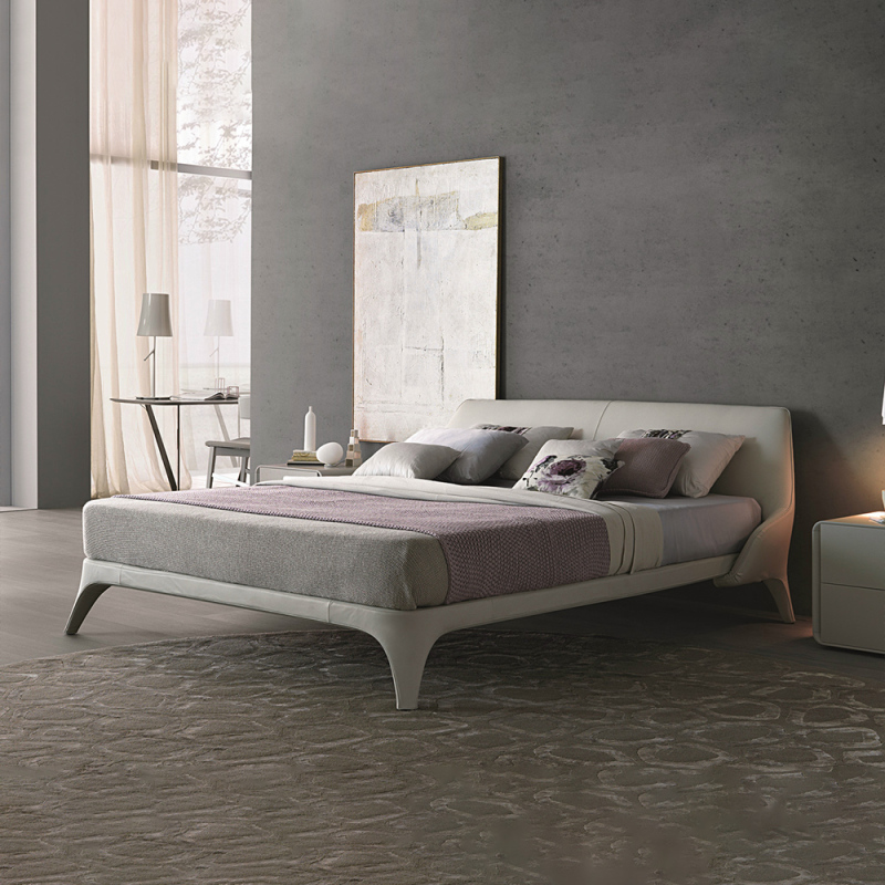 Grey Leather Bed Frame King Bed for Sale