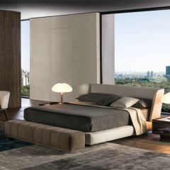 Modern Dark Fabric Full Size Bed Frame