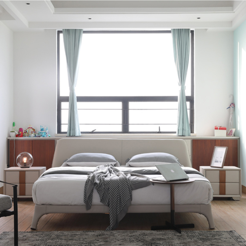 Grey Leather Bed Frame King Bed for Sale