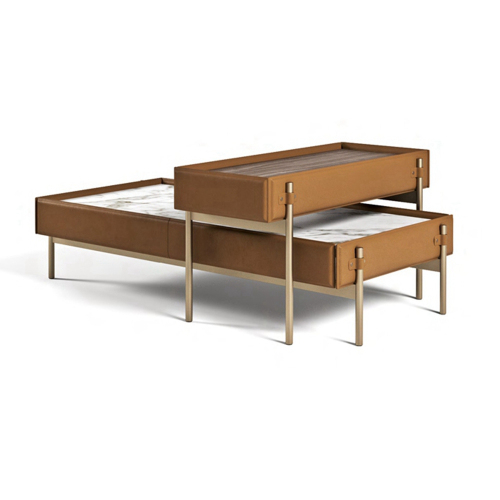 MDF on top veneered in walnut lacquered coffee table