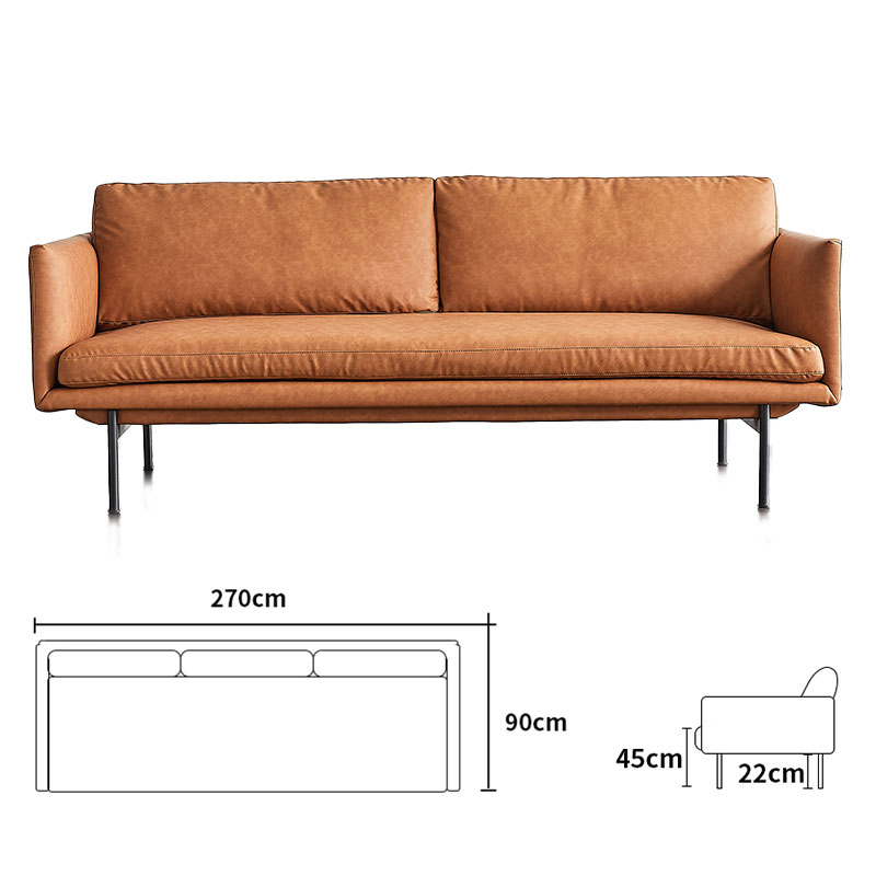  Mid-Century Modern Orange Sofa 