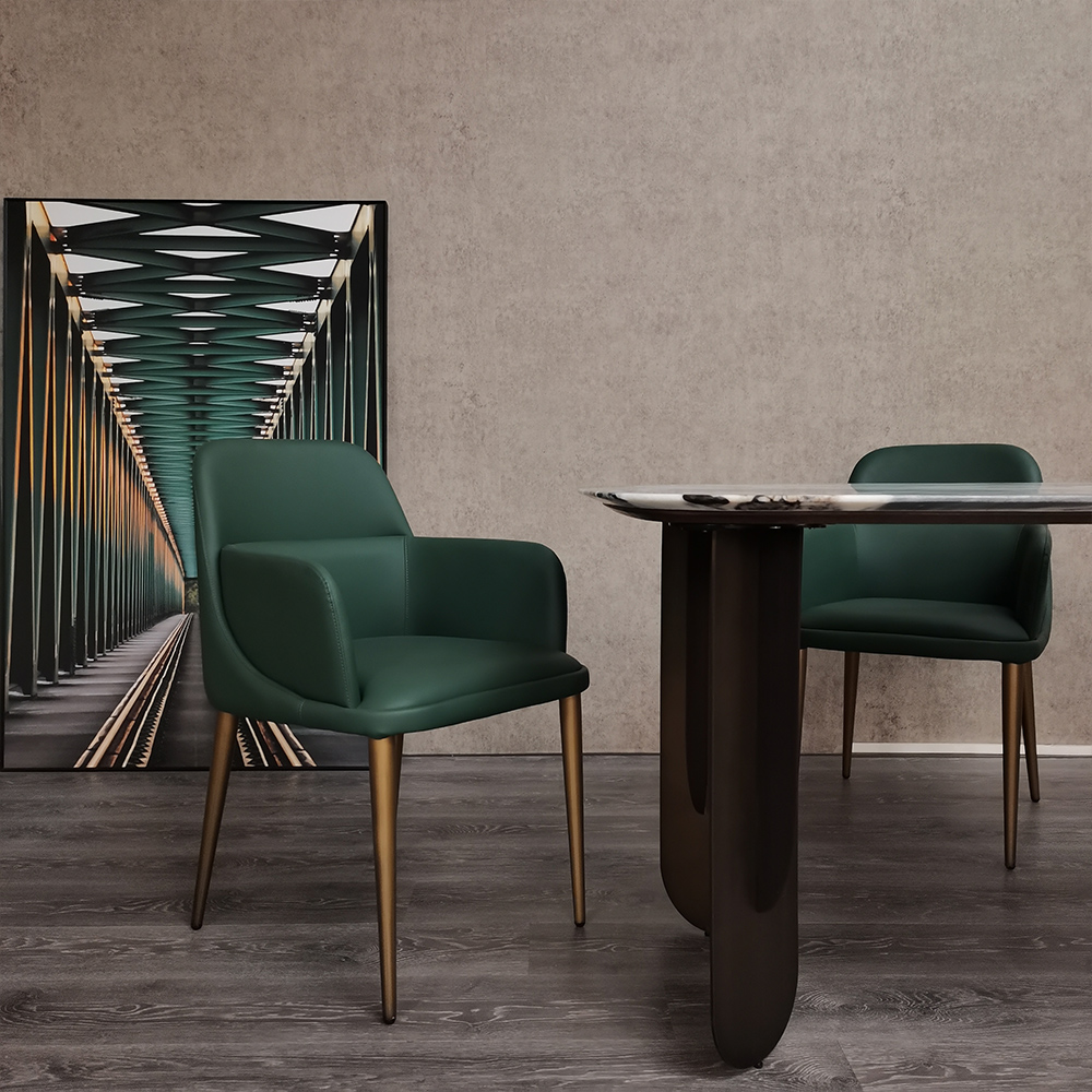 European-style high-end back chair elegant leather modern dining chair