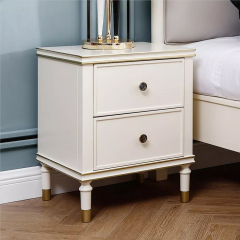 luxury style nightstand White bedside table for bedroom furniture set