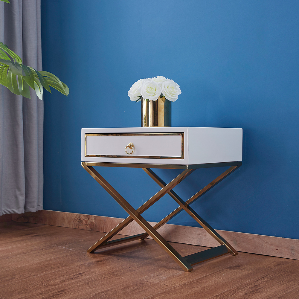 Metal Base Bedroom Modern Furniture Bedside Table - Contemporary Accent