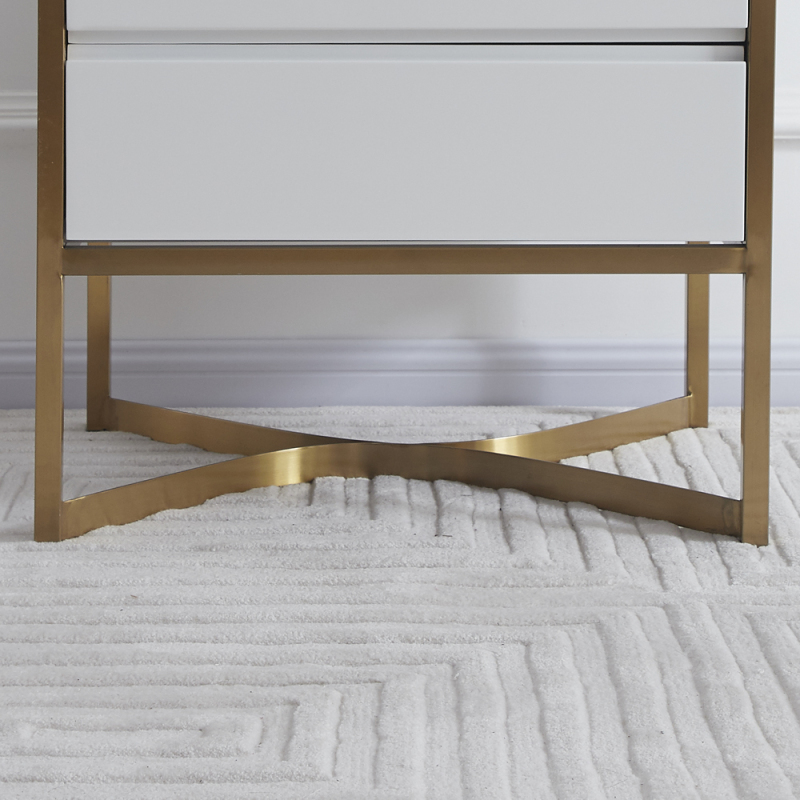 Drawer Metal Frame Modern Bedside Table - Contemporary Bedroom Accent
