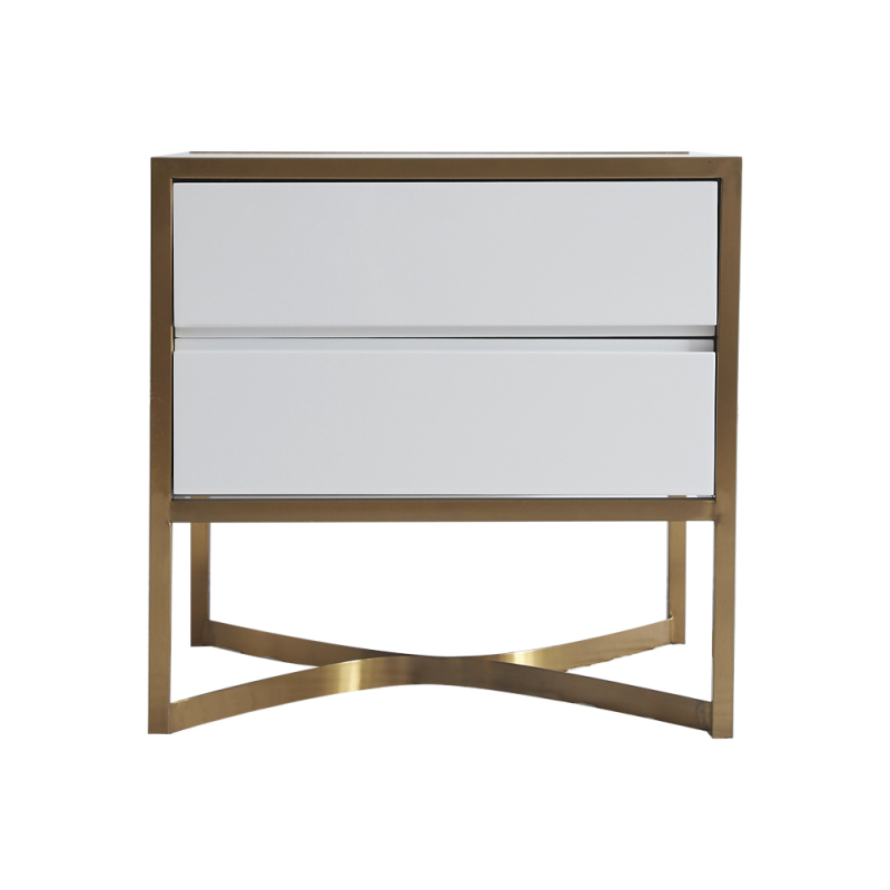 Drawer Metal Frame Modern Bedside Table - Contemporary Bedroom Accent