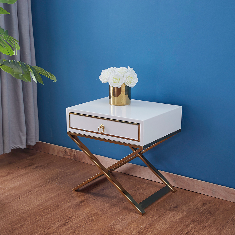 Metal Base Bedroom Modern Furniture Bedside Table - Contemporary Accent