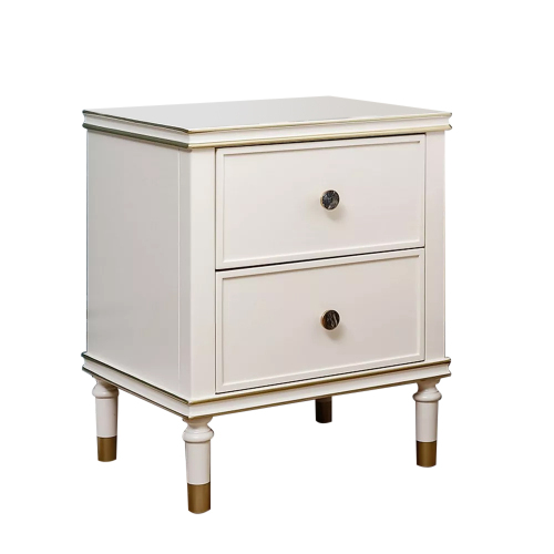 luxury style nightstand White bedside table for bedroom furniture set