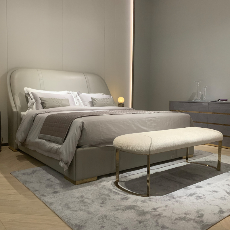 Modern design style bedroom furniture white bed