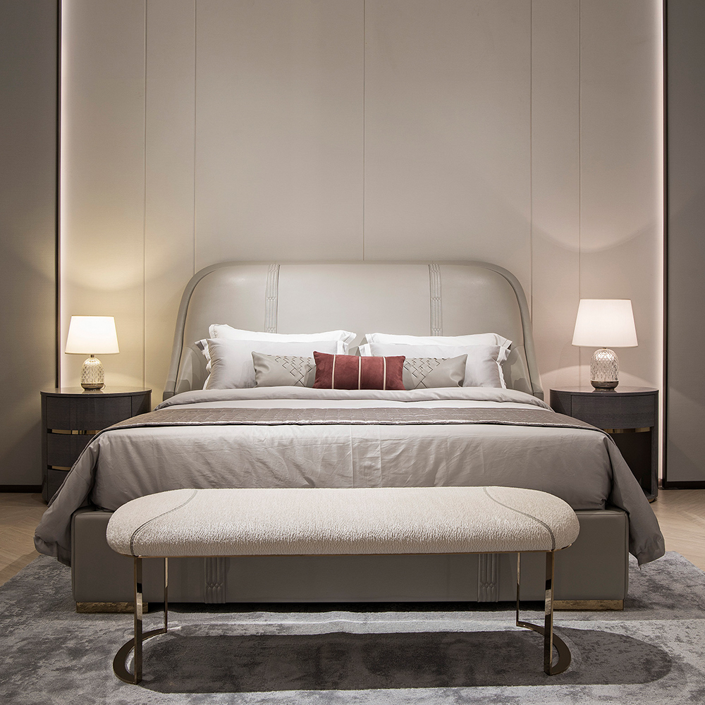 Modern design style bedroom furniture white bed