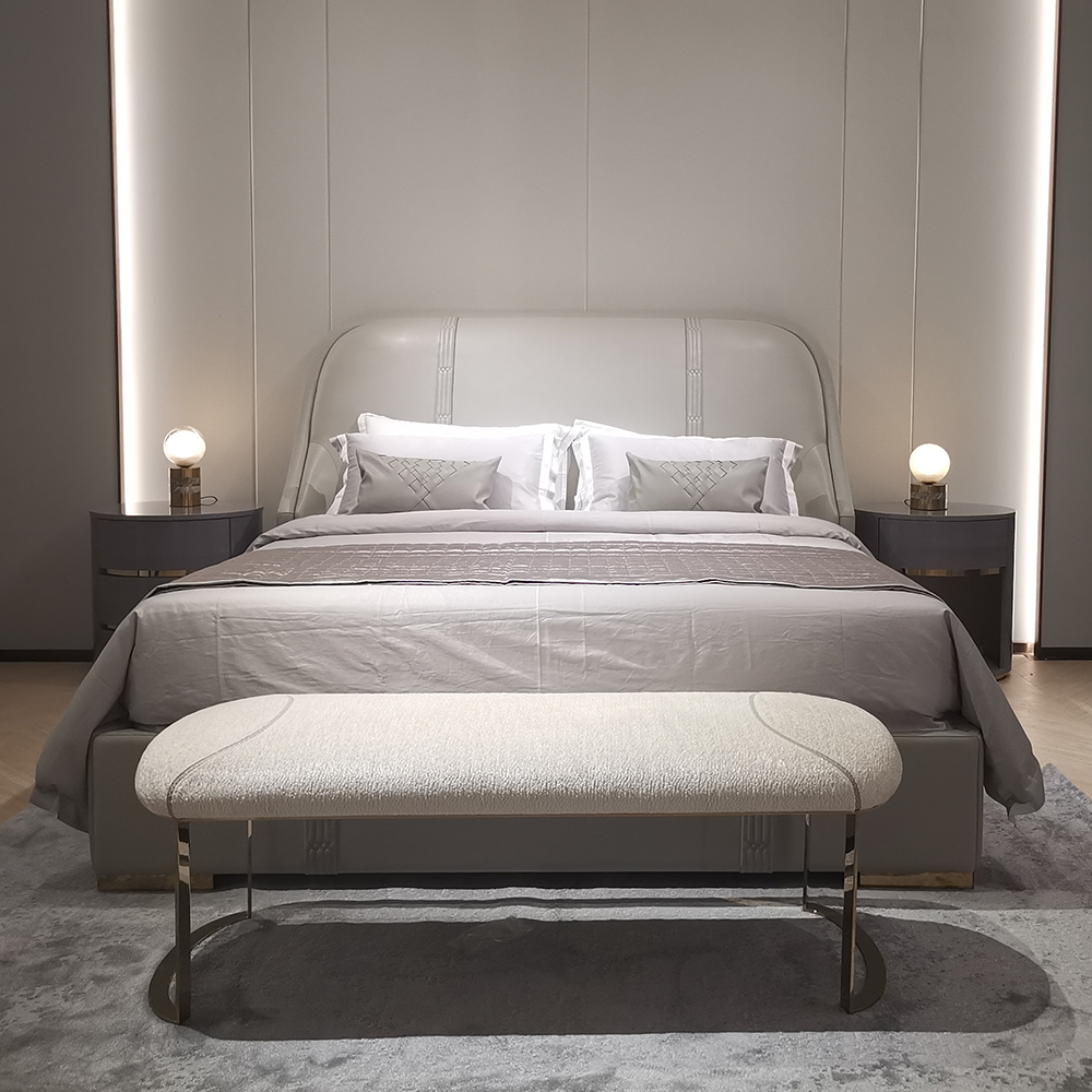 Modern design style bedroom furniture white bed