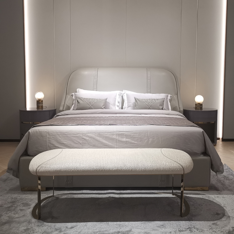 Modern design style bedroom furniture white bed